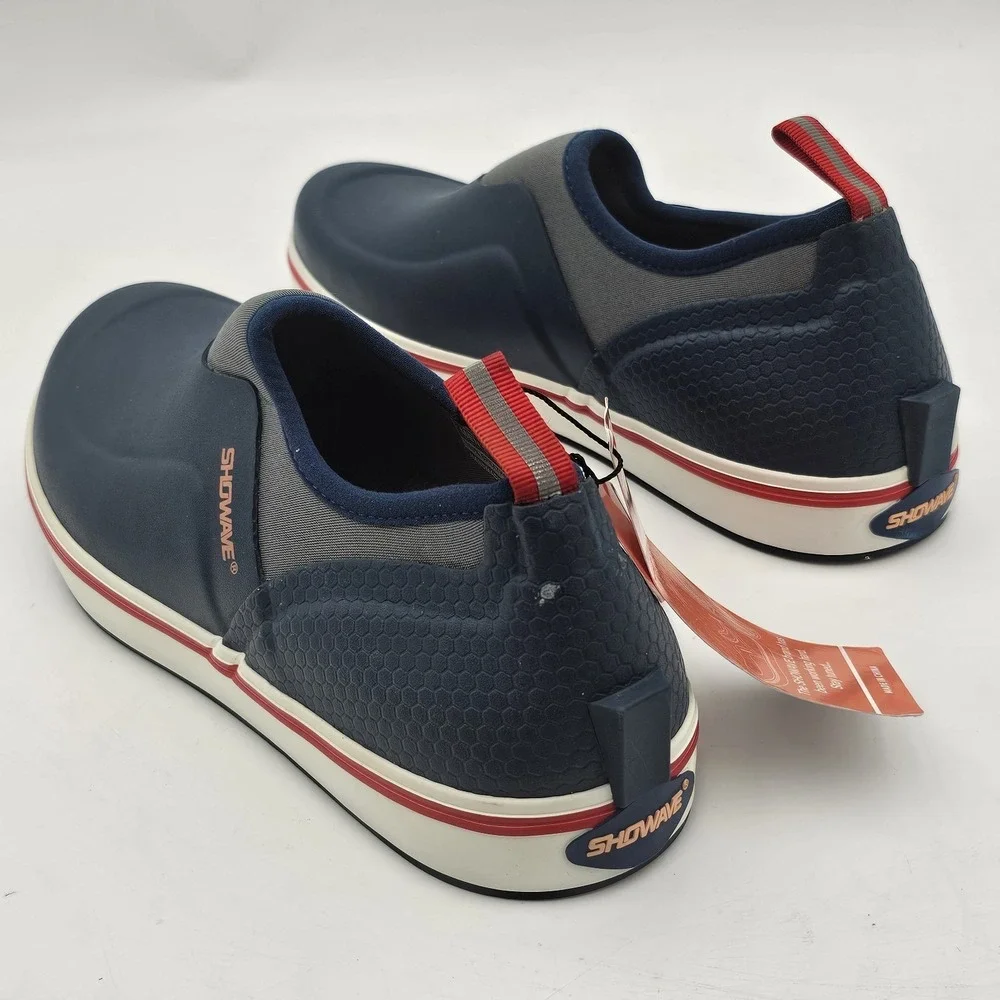 Mens Showave Slipon Deck Shoes Size 10 Blue Waterproof